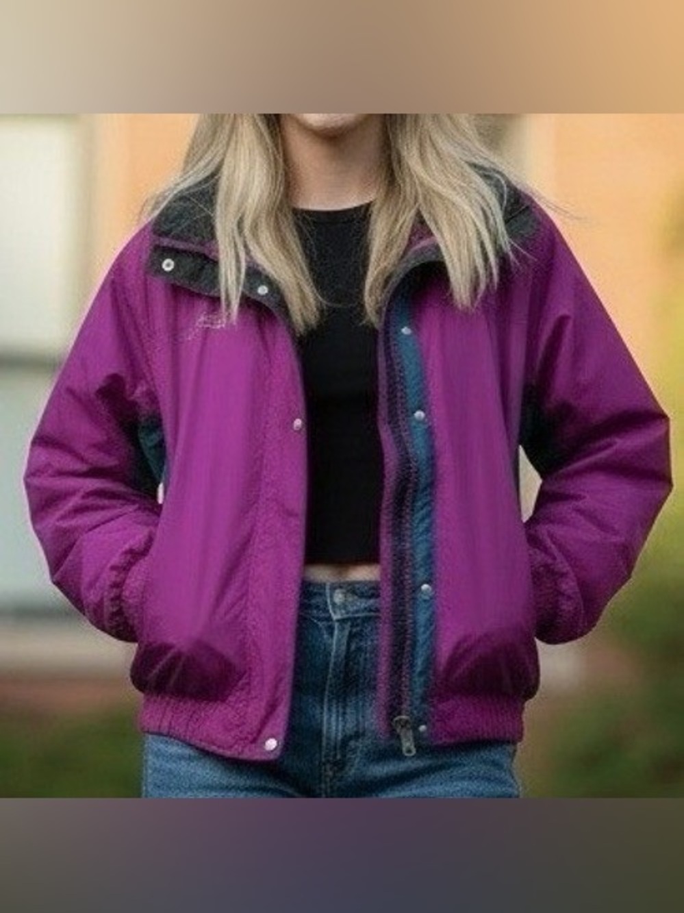Columbia Windbreaker Jacket Size Medium Vtg 90s Gorpcore "Bugaboo" Zip Purple